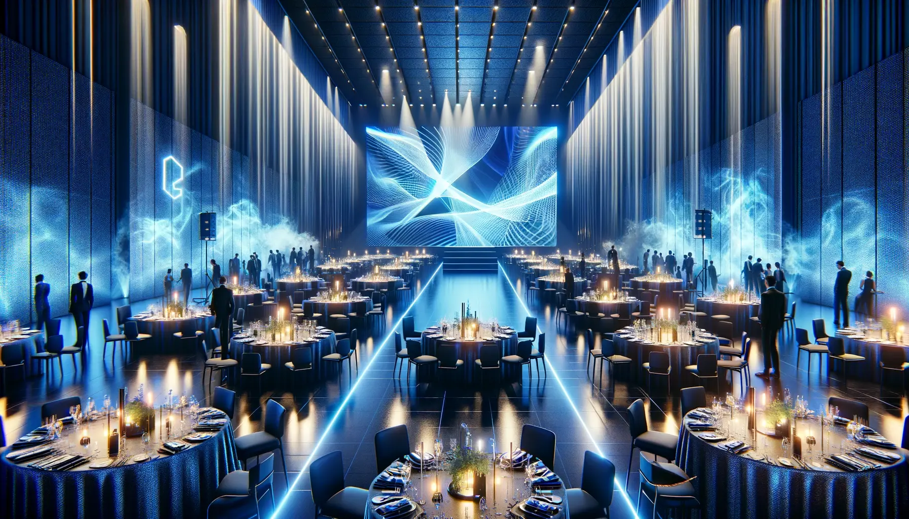 Sala bankietowa nakryta do gali firmowej
